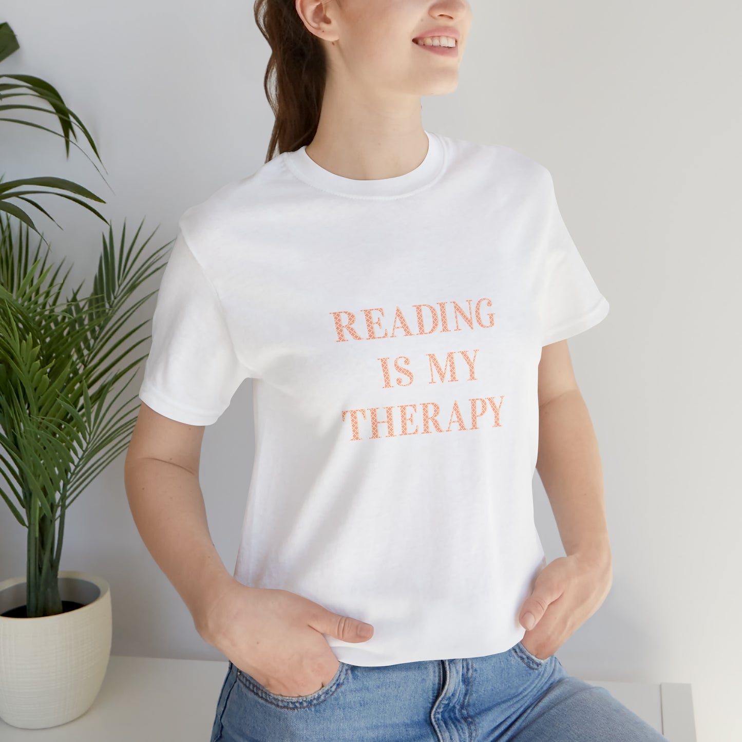 Hobby, Reading Is My Therapy, Words, Books- Adult, Regular Fit, Soft Cotton, Smaller Size Image T-Shirt