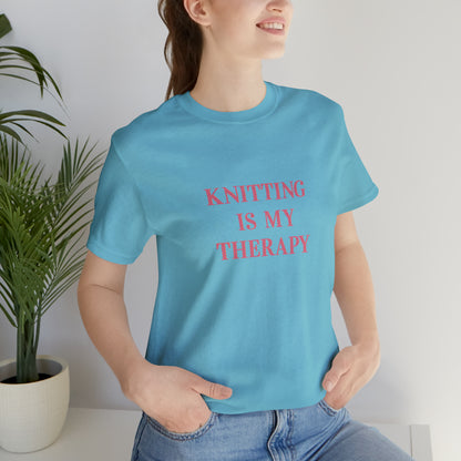 Knitting Is My Therapy- Adult, Regular Fit, Smaller Size Image, Soft Cotton, T-shirt