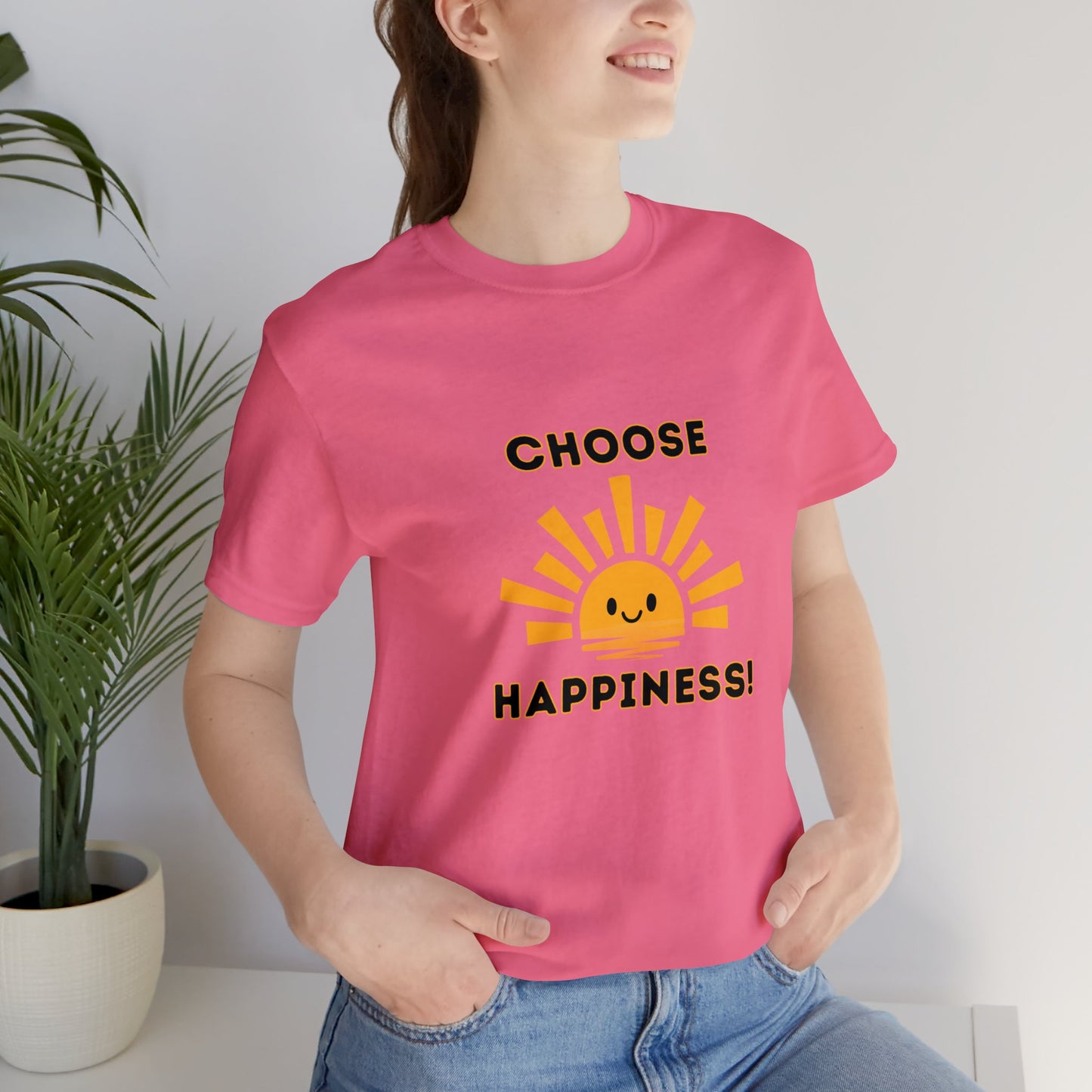 Positive, Choose Happiness- Adult, Regular Fit, Soft Cotton, T-shirt
