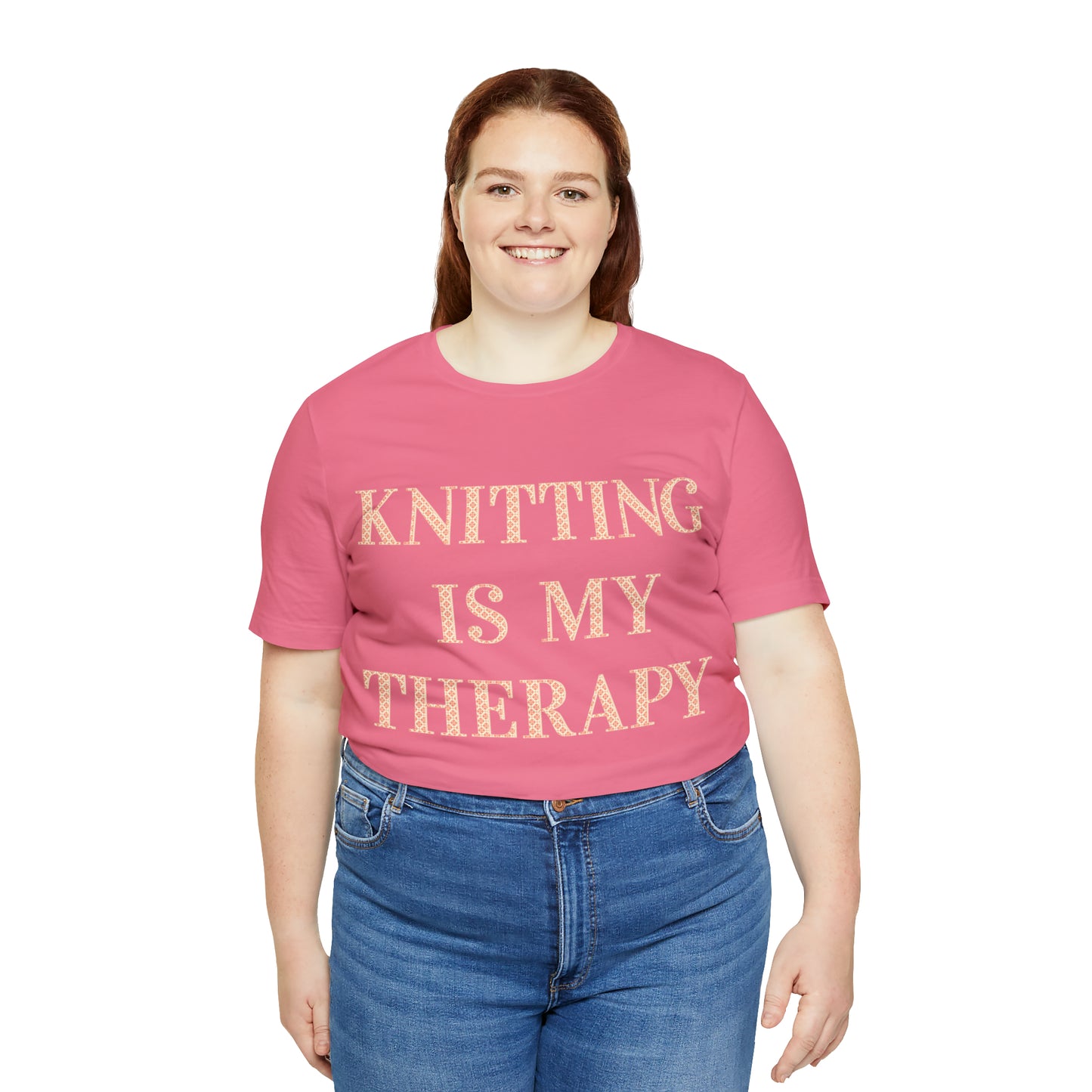 Knitting Is My Therapy- Adult, Regular Fit, Soft Cotton T-shirt