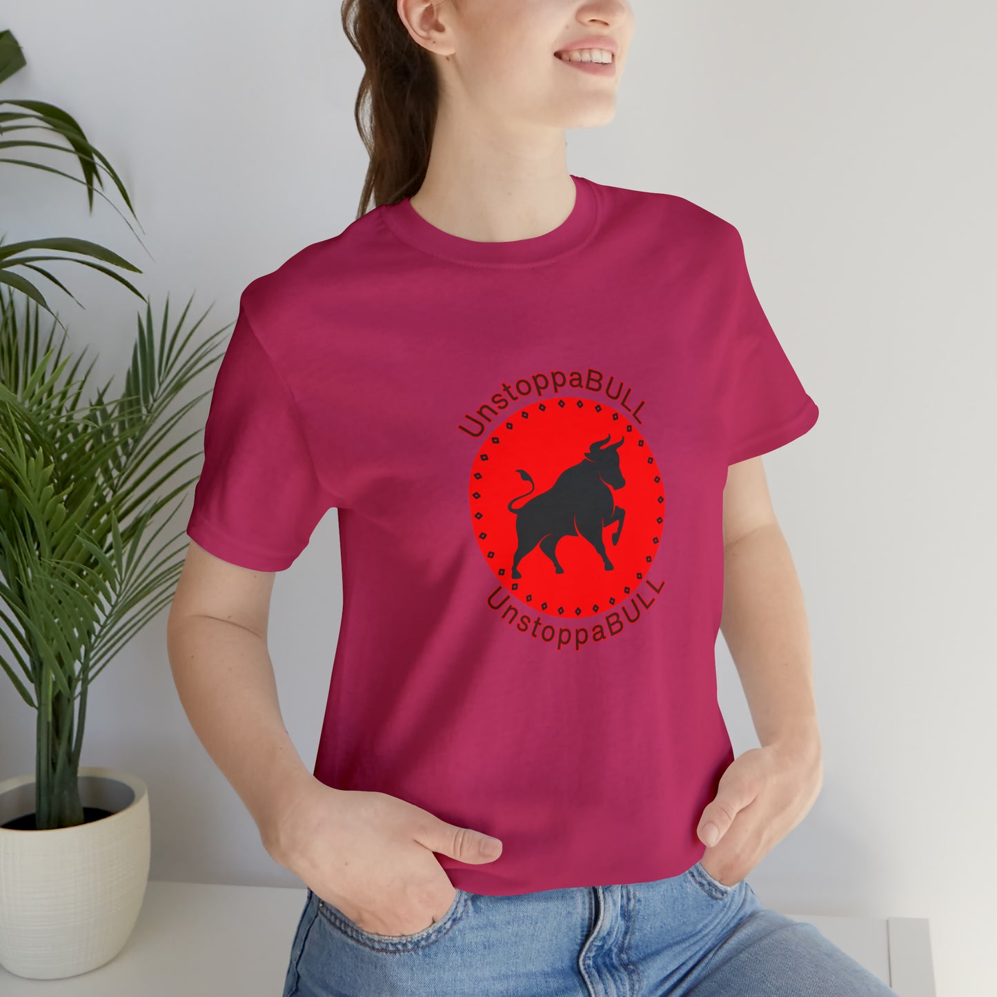 Animals, Bull, Symbol, Unstoppable, UnstoppaBULL- Adult- Adult, Regular Fit, Soft Cotton, Full Size Image, T-shirt