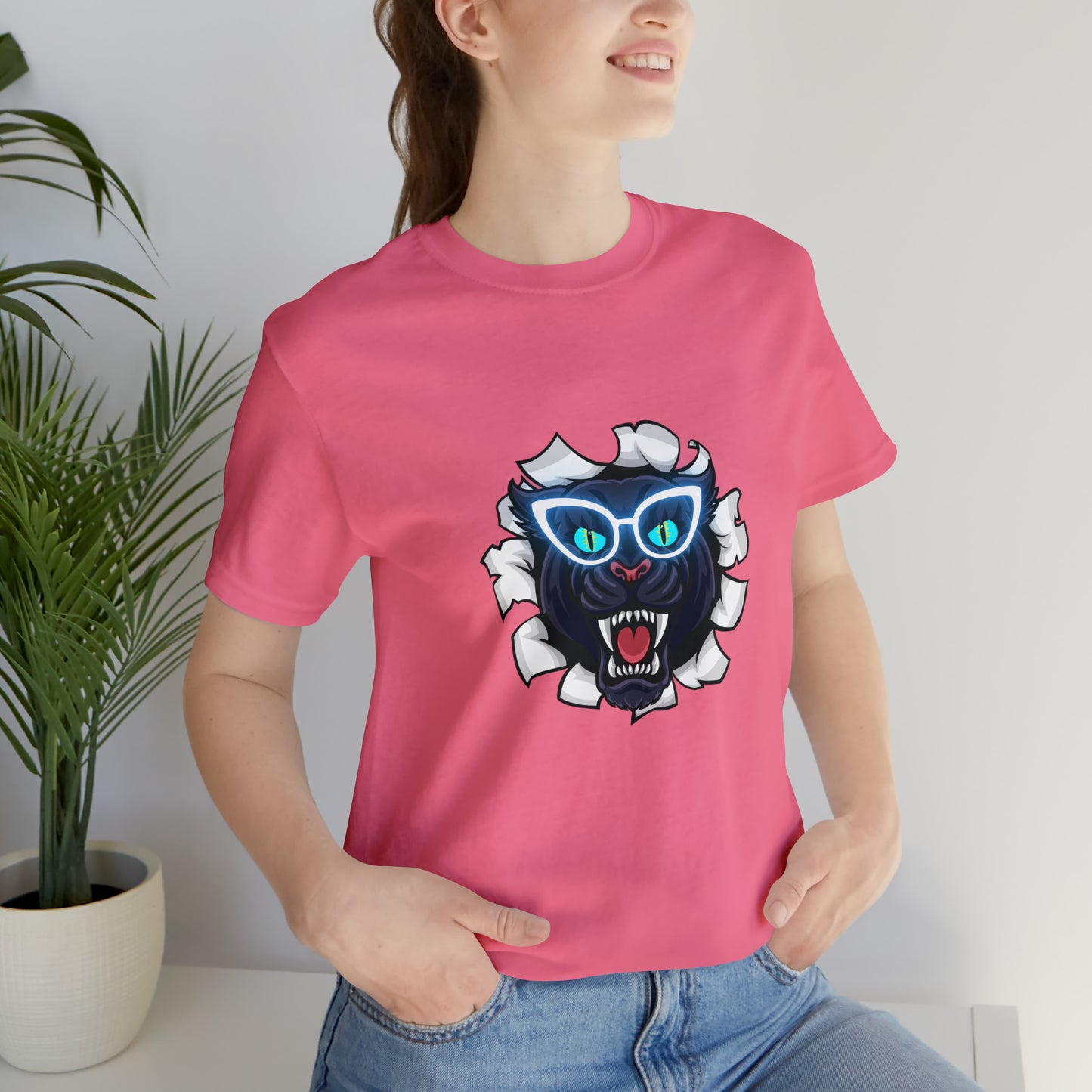 Holidays, Halloween, Animals, Felines, Funny, Sports, Panthers- Adult, Regular Fit, Soft Cotton, T-shirt