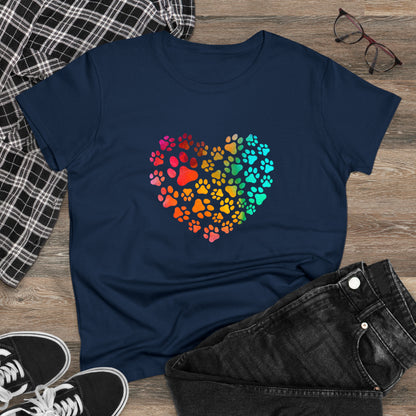Art, Colorful, Love, Dog Paw- Adult, Semi-fitted, T-shirt