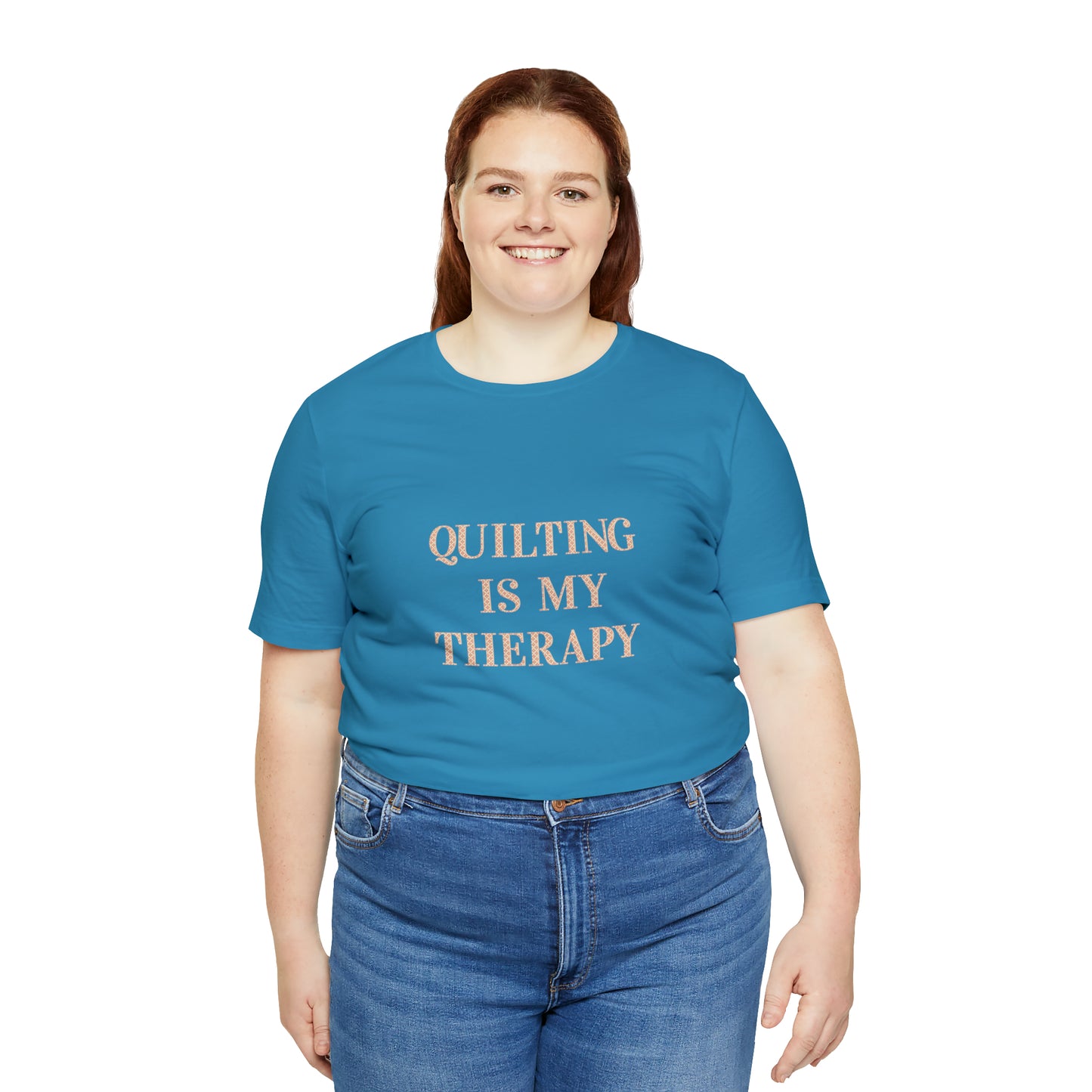 Hobby, Quilting Is My Therapy- Adult, Regular Fit, Soft Cotton, Smaller Size Image, T-shirt