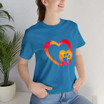 Art, Colorful, Love, Dog Paw- Adult, Regular Fit, Soft Cotton, T-shirt