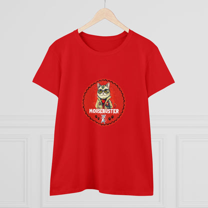 Animals, Cats, Mouse, Mousebuster, Funny, Holiday, Halloween- Adult, Semi-fitted, Smaller Size Image, T-shirt
