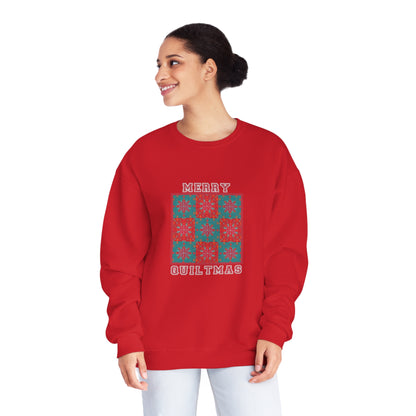 Merry Quiltmas, Merry Christmas Quilting Sweatshirt- Unisex NuBlend® Crewneck Sweatshirt