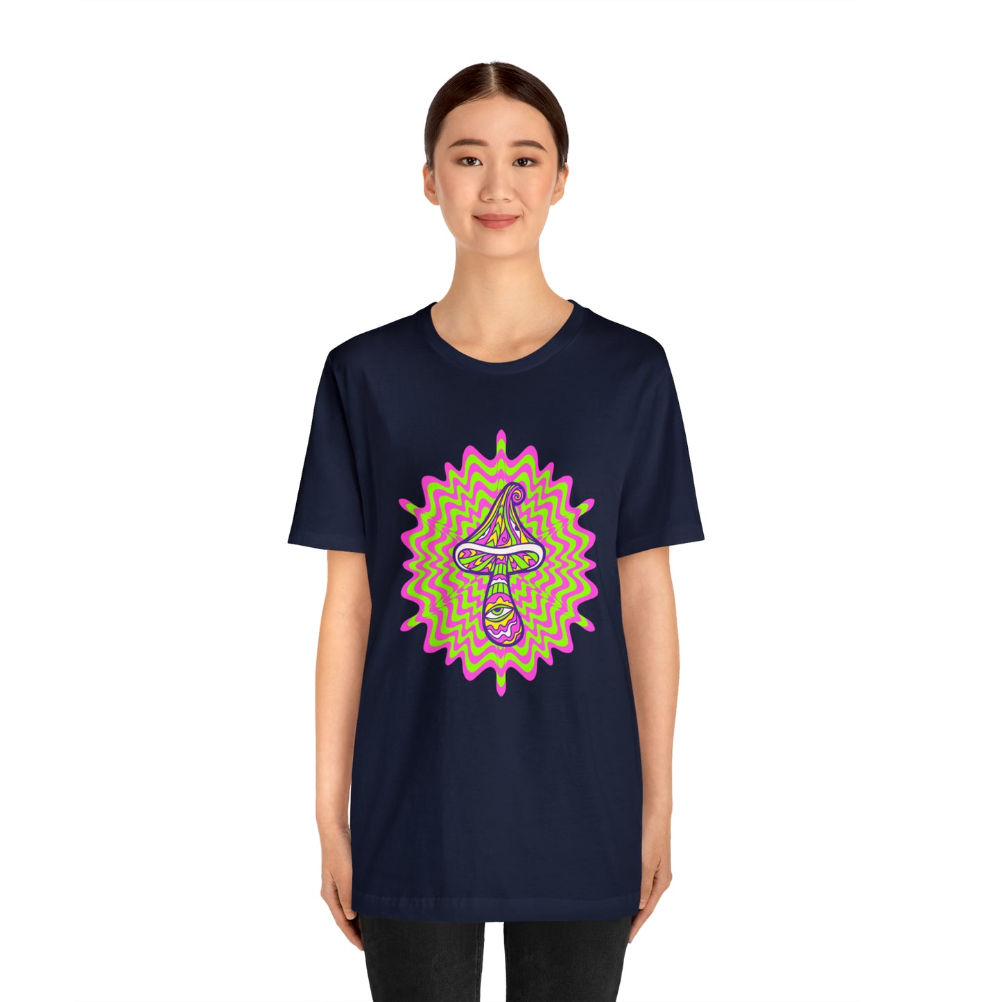 Colorful, Retro Mushrooms T-shirt- Adult, Regular Fit, Soft Cotton, T-shirt