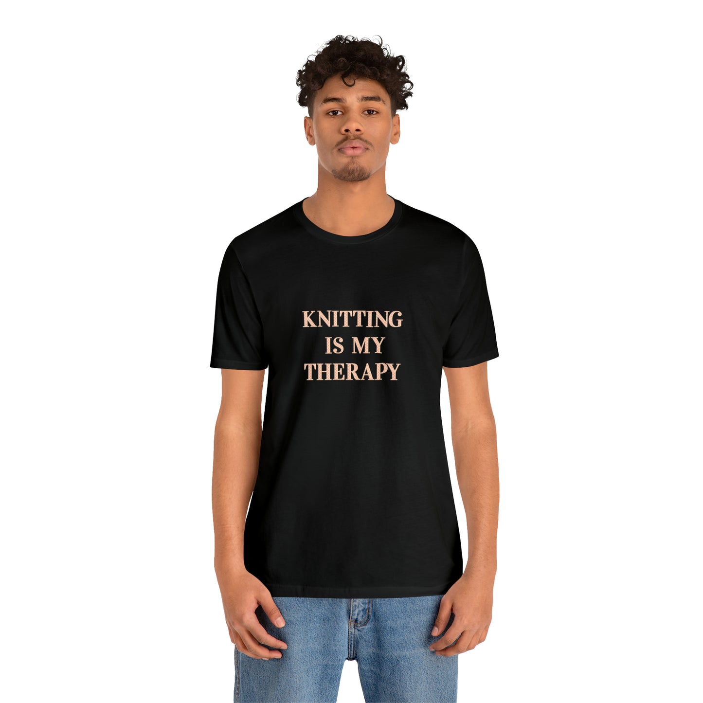Knitting Is My Therapy- Adult, Regular Fit, Smaller Size Image, Soft Cotton, T-shirt