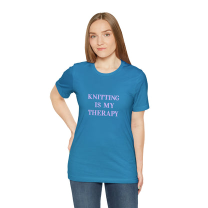 Knitting Is My Therapy- Adult, Regular Fit, Smaller Size Image, Soft Cotton T-shirt