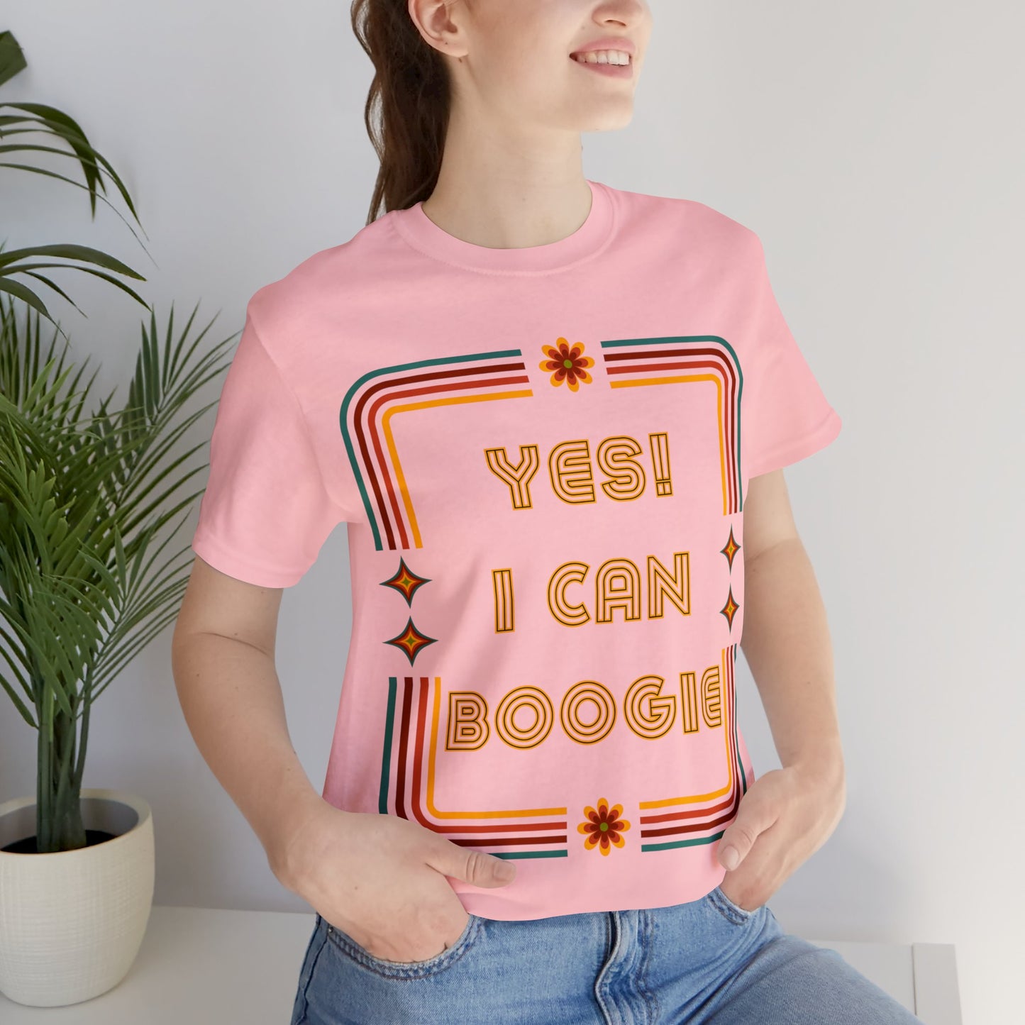 Dance, I Can Boogie, Retro Disco Dance- Adult, Regular Fit, Soft Cotton, Full Size Image, T-shirt