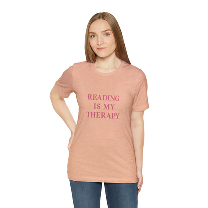 Hobby, Reading Is My Therapy, Words, Books- Adult, Regular Fit, Soft Cotton, Smaller Size Image T-Shirt