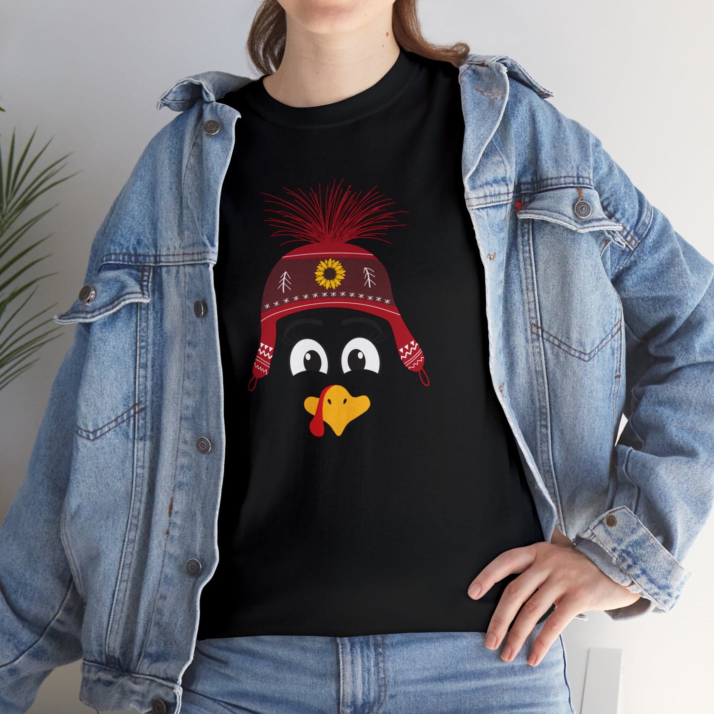 Thanksgiving Funny, Cute Turkey face T-shirt-Unisex Heavy Cotton Tee