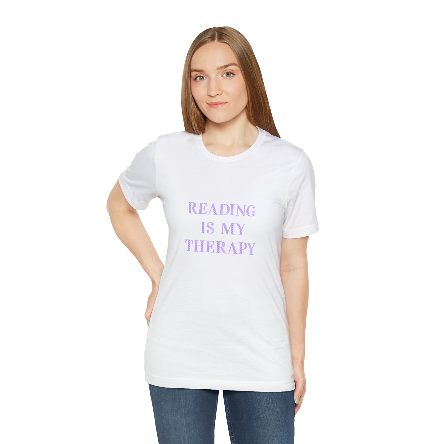 Hobby, Reading Is My Therapy, Books- Adult, Regular Fit, Soft Cotton, Smaller Size Image T-Shirt