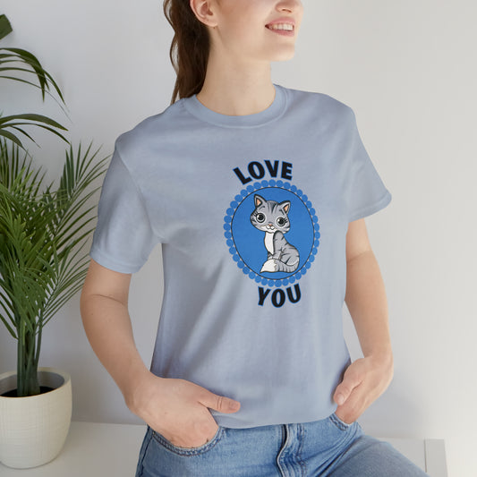 Cat, Love You, Animals- Adult, Regular Fit, Soft Cotton, T-shirt