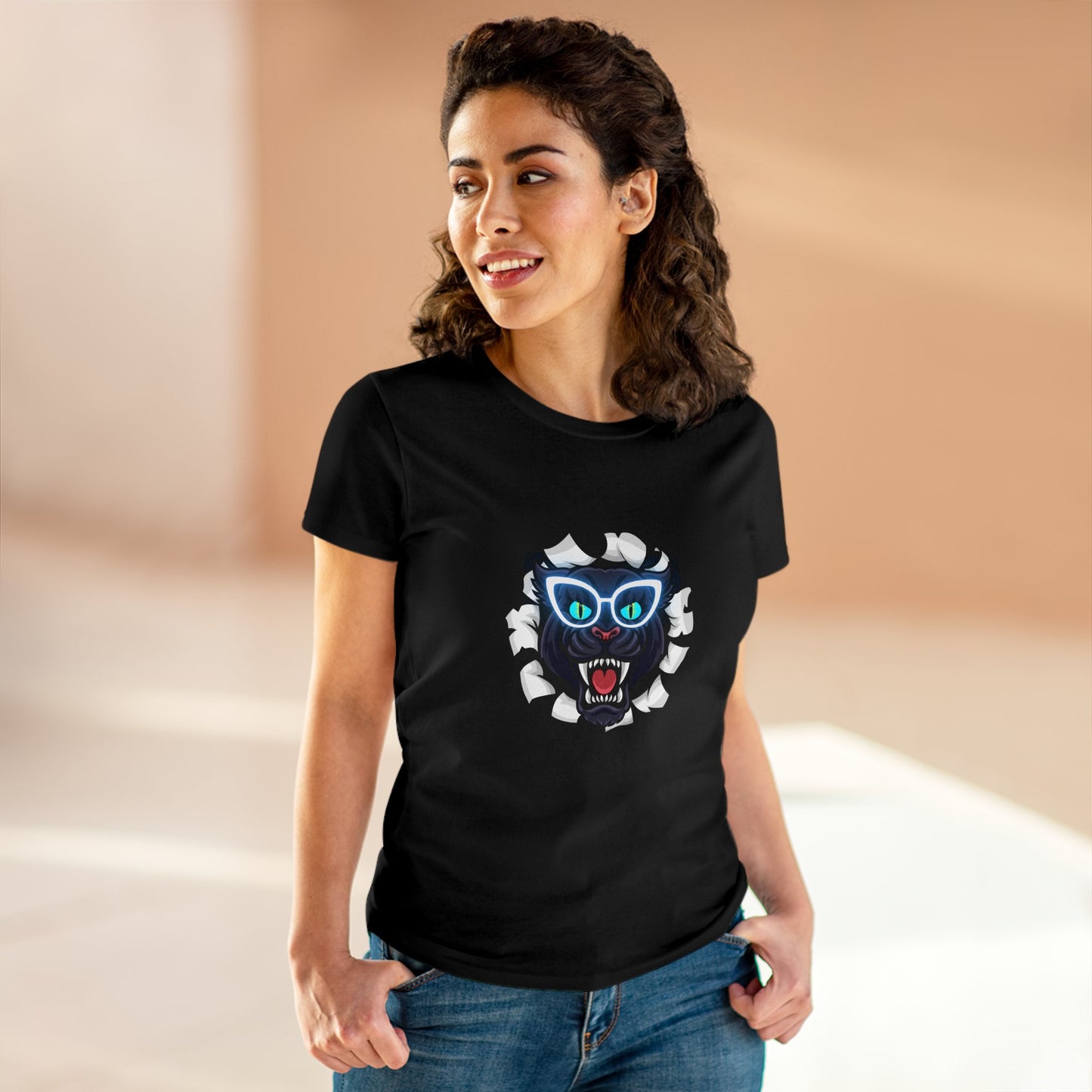 Holidays, Halloween, Animals, Felines, Funny, Sports, Panthers- Adult, Semi-fitted, Smaller Size Image, T-shirt