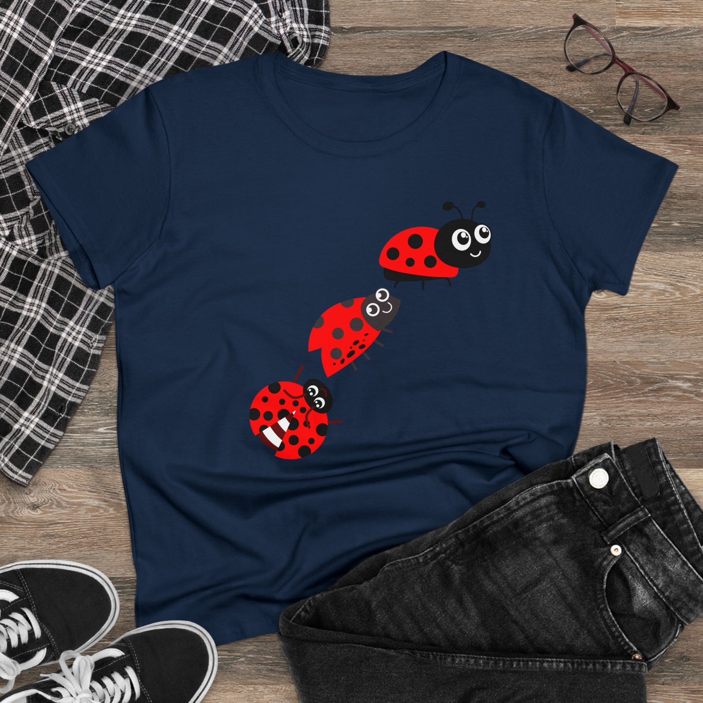 Ladybug Flower, Plants, Garden- Adult, Semi-fitted, T-shirt