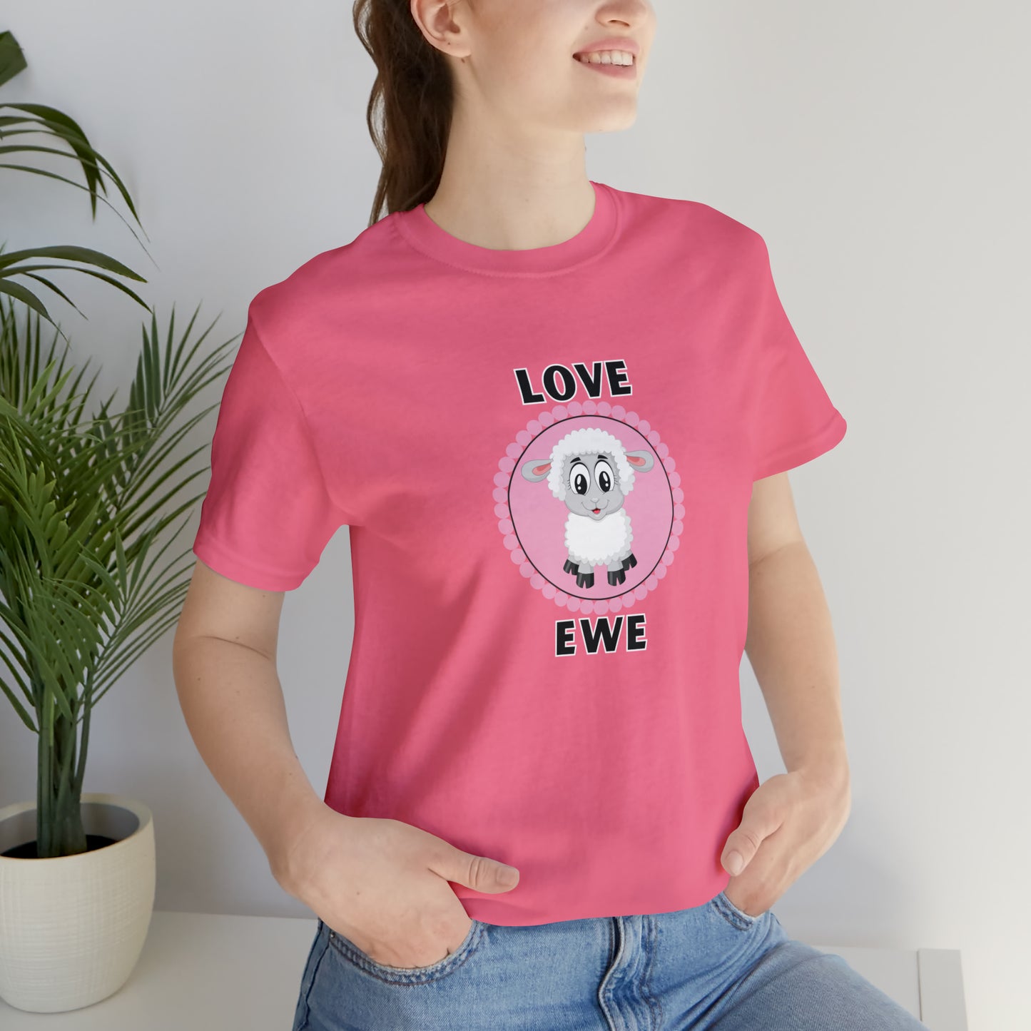 Sheep, Love Ewe, Animals- Adult, Regular Fit, Soft Cotton T-shirt