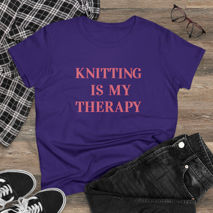 Knitting Is My Therapy- Adult, Semi-fitted T-shirt