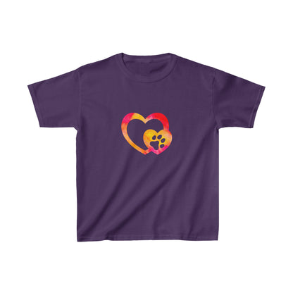 Animals, Dogs Clothing. T-shirt with jacket and boots. The dog t-shirt has a red and orange heart with a dog paw.