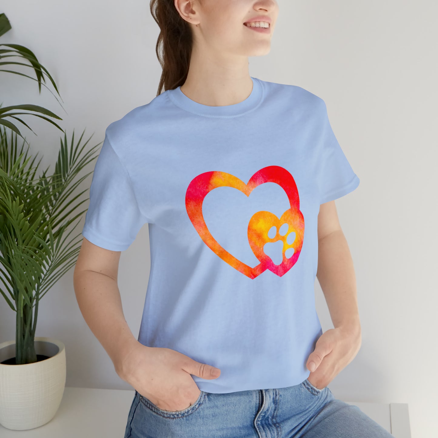 Art, Colorful, Love, Dog Paw- Adult, Regular Fit, Soft Cotton, T-shirt