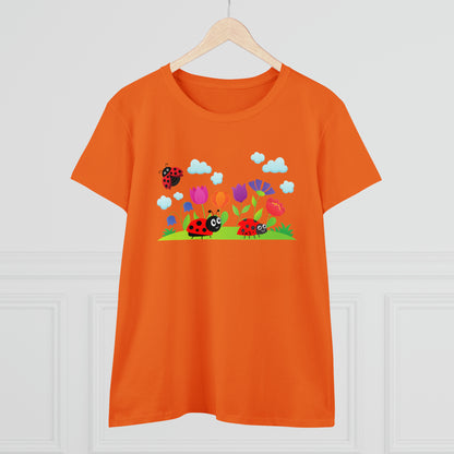 Nature, Flowers, Garden, Ladybug, Bugs-  Adult, Semi-fitted, T-shirt