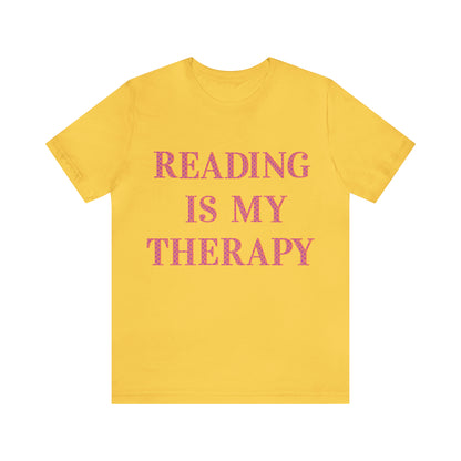 Reading Is My Therapy- Adult, Regular Fit, Soft Cotton, Full Size Image T-Shirt