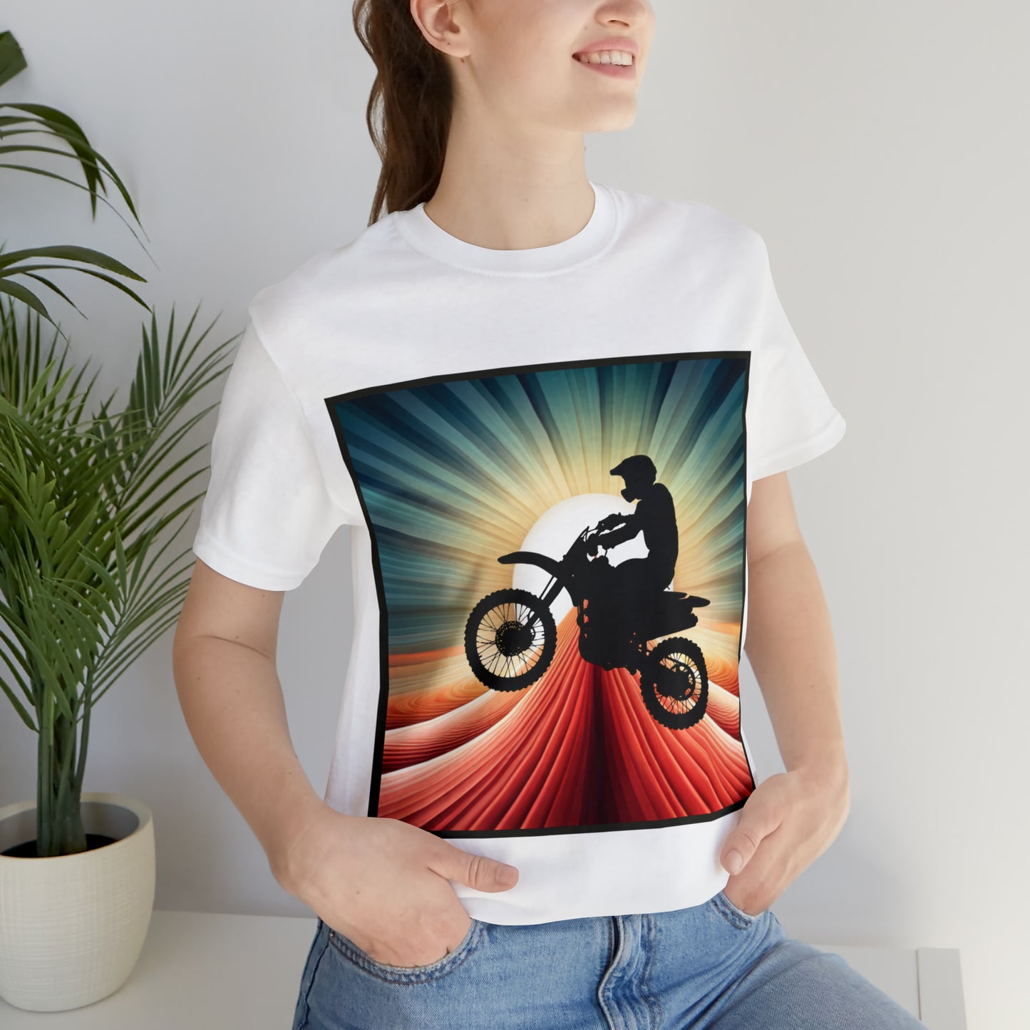 Motorcycle, Motocross, Biker- Adult, Regular Fit, Soft Cotton, Full Size Image, T-shirt