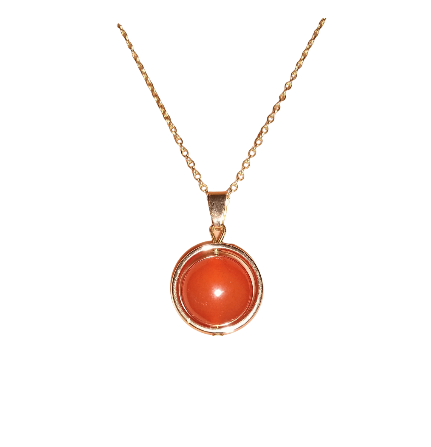 Carnelian necklace gold spinner, fidget spinner, orange sacral chakra.