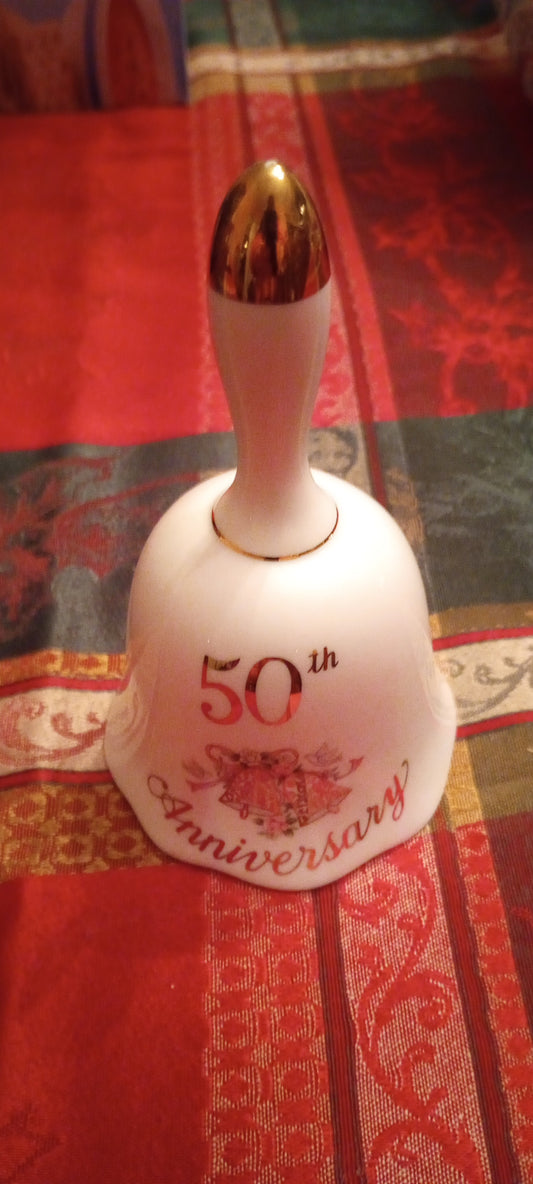 Lefton 50th Anniversary China Bell, #10594, 1995, 50th Golden Anniversary, Excellent Condition!