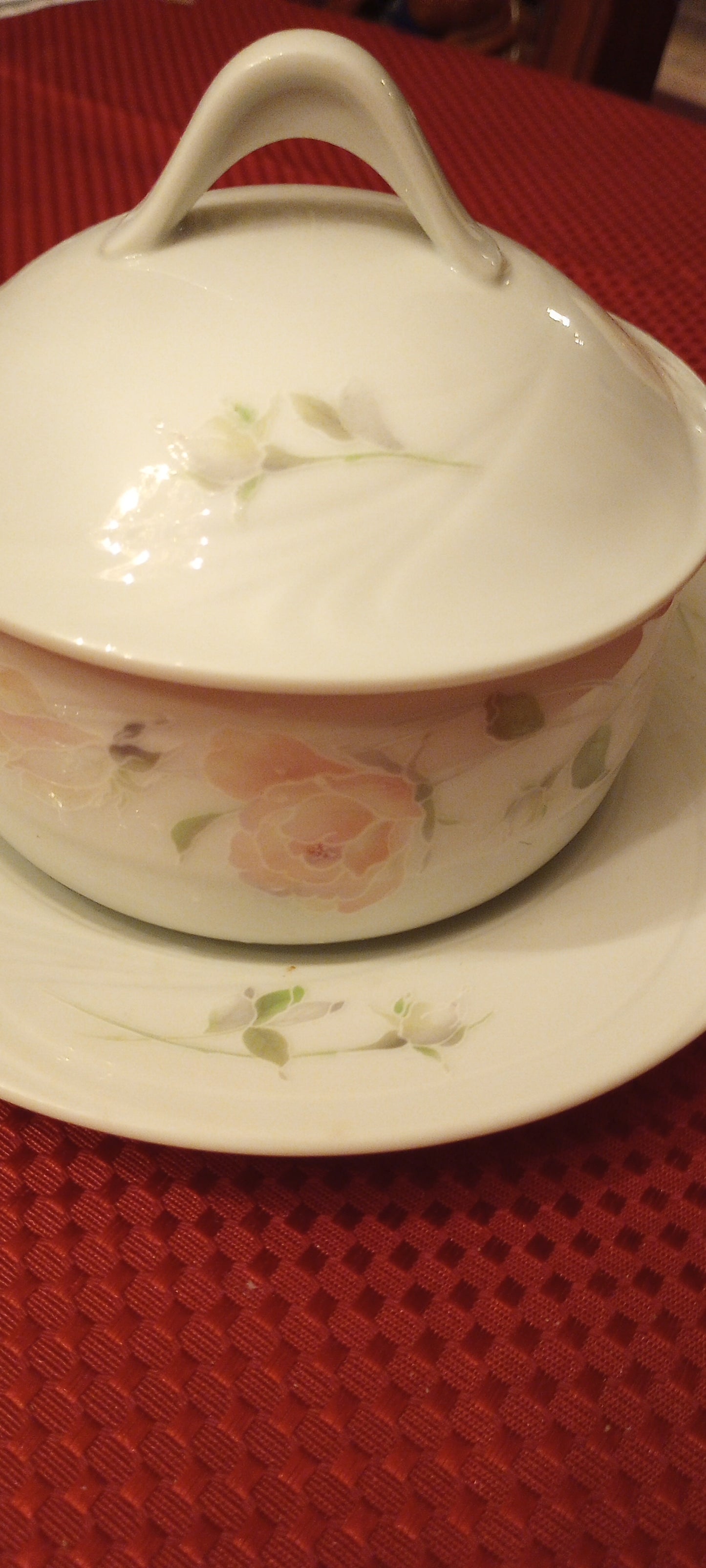 Sculptured Rose 1051 China, Vintage Retired Santo China, Casserole Dish, Butter, Gravy Dish