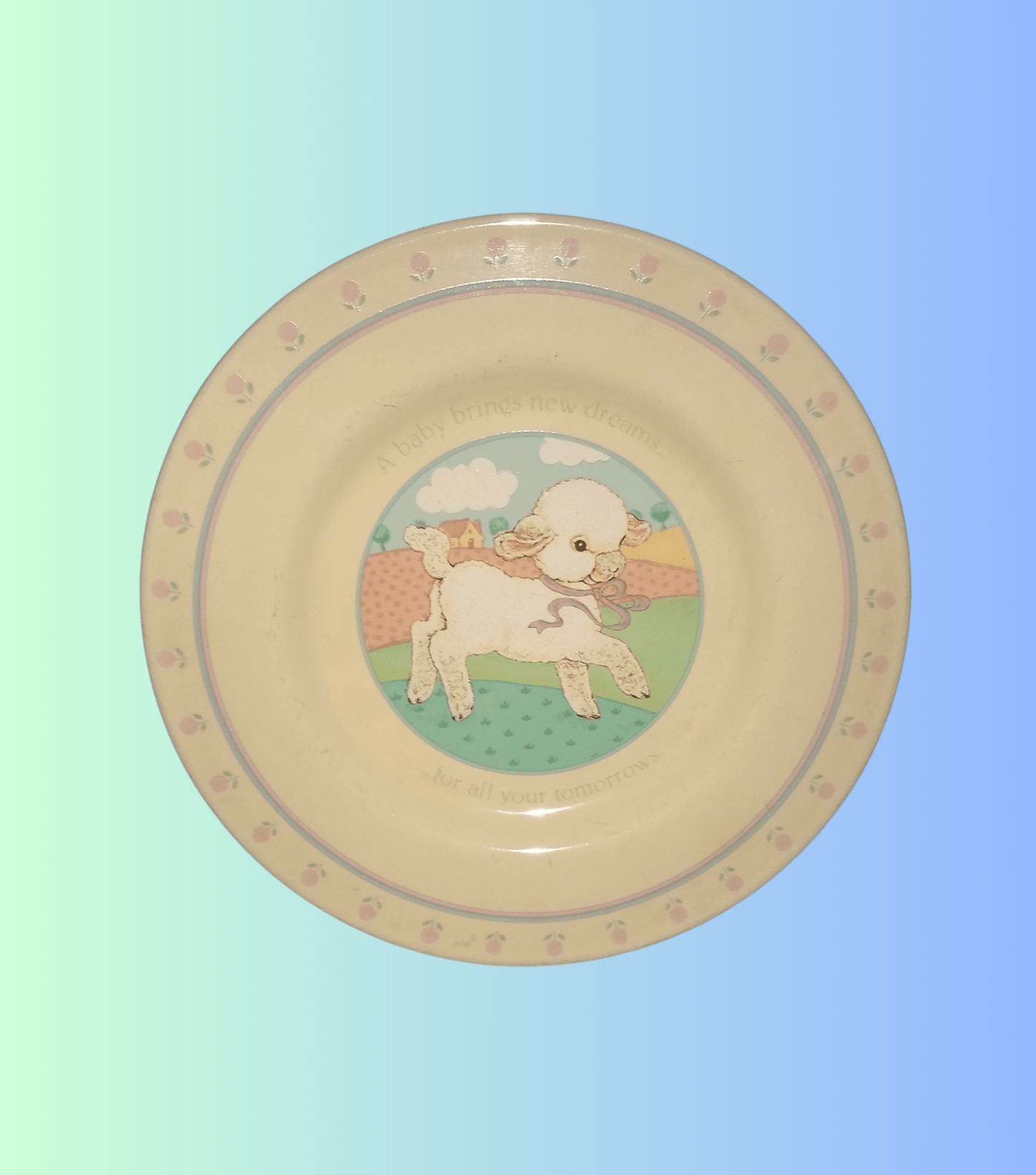 Vintage Hallmark Newborn Baby Plate With Sheep, Brings New Dreams. Made in Japan In 1984. 