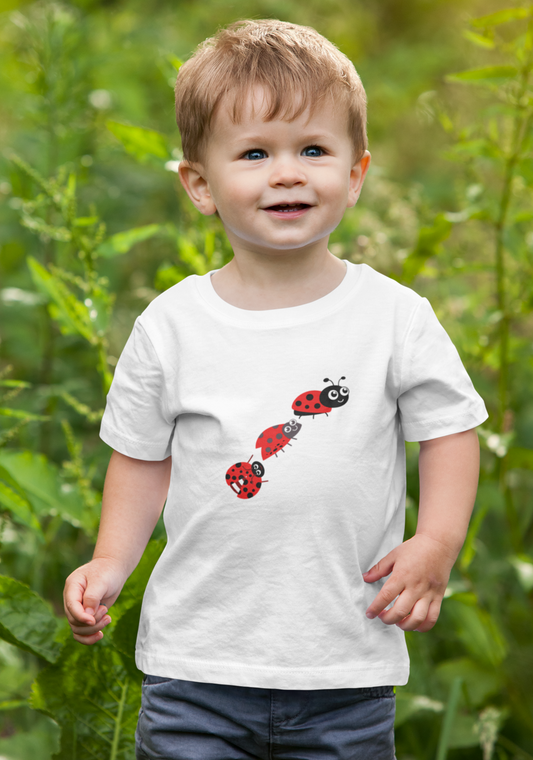 Ladybug Crossing Bugs, Flowers, Plants- Baby, Infant, Toddler, Soft Cotton, T-shirt