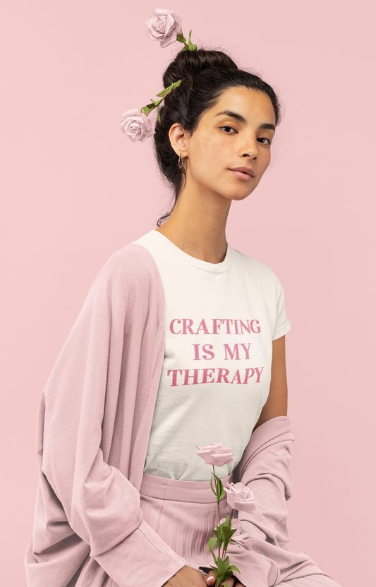 Crafting Is My Therapy- Adult, Regular Fit, Smaller Size Image, Soft Cotton, T-shirt