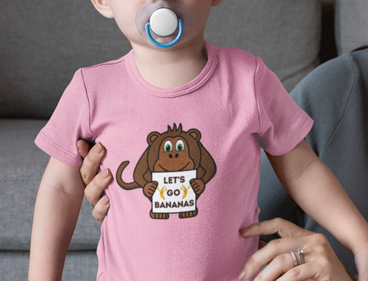 Monkey, Let's Go Bananas, Animals- Baby, Infant, Toddler, Soft Cotton, T-shirt