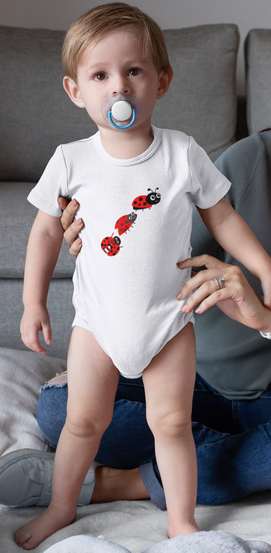Ladybug Crossing Bug, Flowers, Plants- Baby, Infant, Toddler, Soft Cotton, Onesie