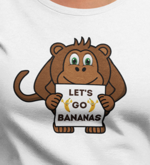 Monkey, Let's Go Bananas, Animals- Kids, Child, Heavy Cotton, T-shirt