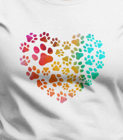 Art, Colorful, Love, Dog Paw- Kids, Child, Heavy Cotton, T-shirt