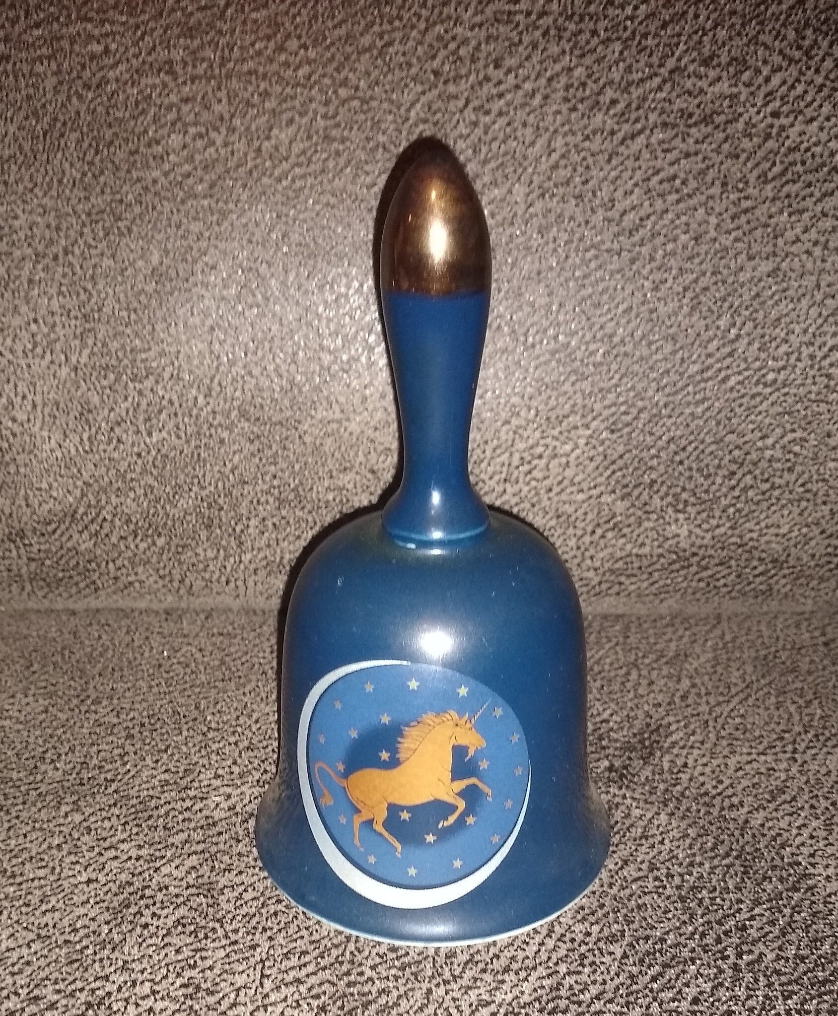 Vintage Otagiri Unicorn Bell,  Made in Japan With A Gold Unicorn. 