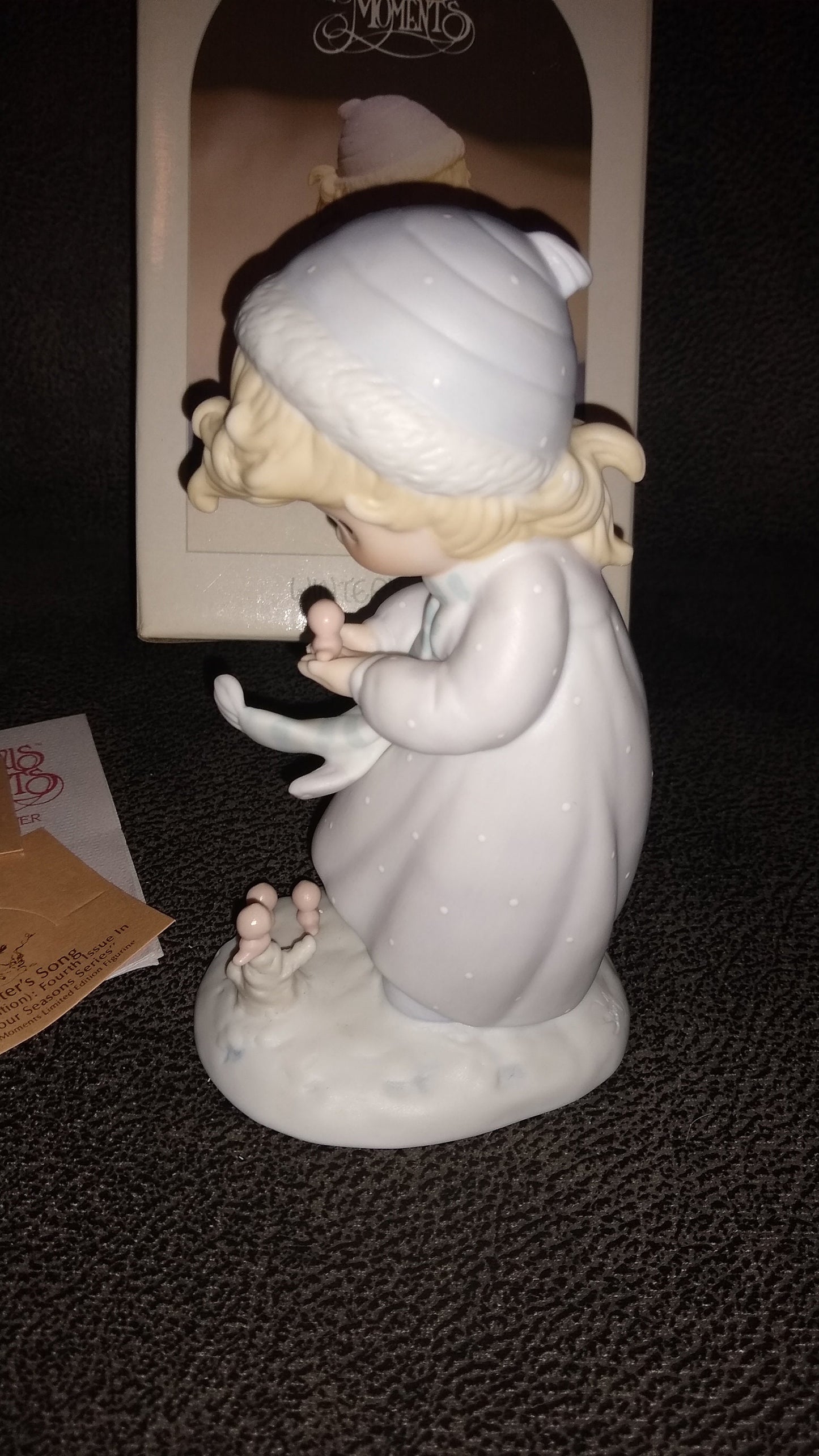 Vintage Precious Moments Figurine, Winter's Song By Enesco 1984.