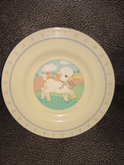 Vintage Hallmark Newborn Baby Plate With Sheep, Brings New Dreams. Made in Japan In 1984. 