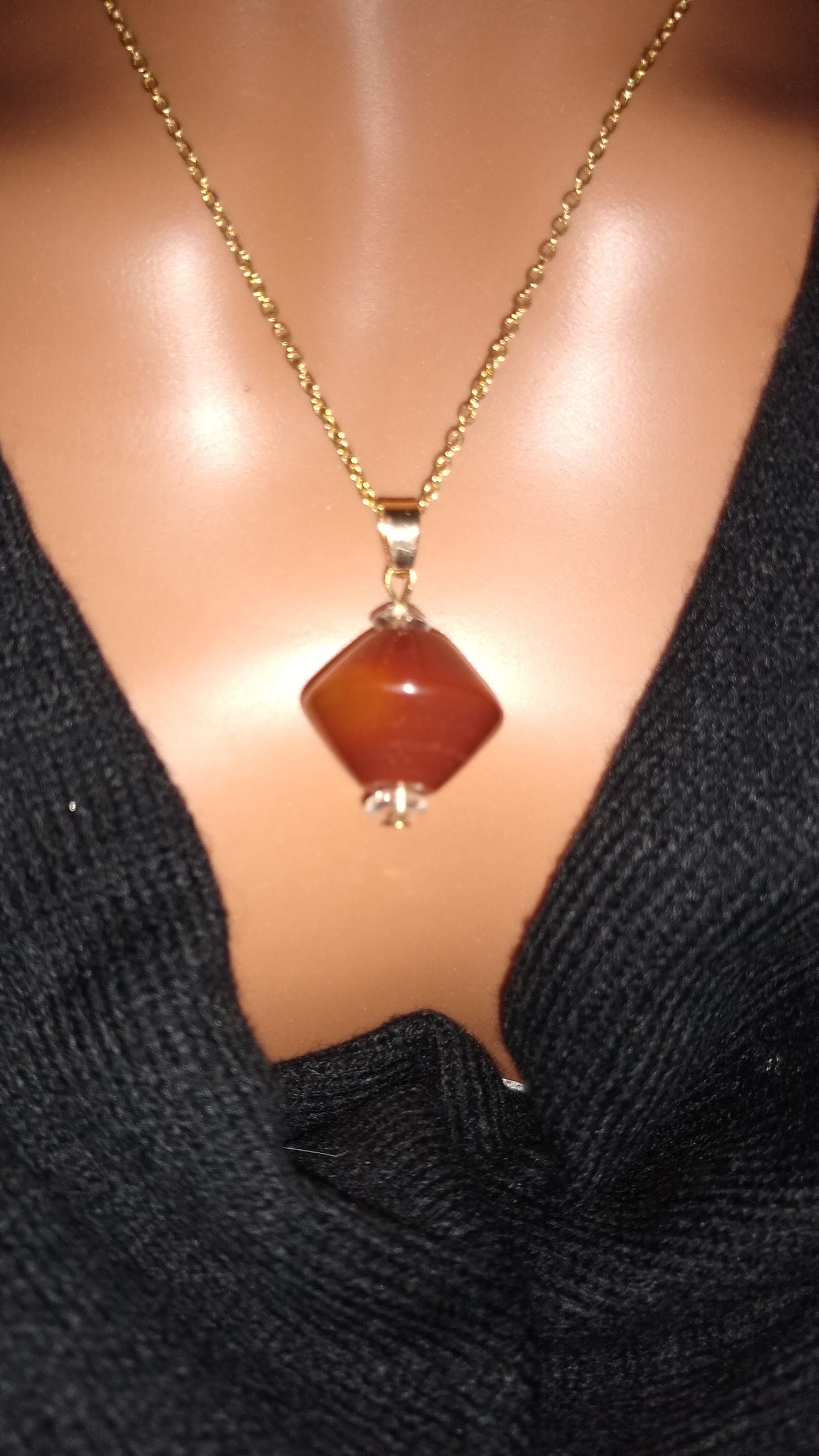 Carnelian necklace / Spinner / Attraction stone / Sacral chakra / real Carnelian / orange carnelian gemstone / gold silver chain /yoga gift