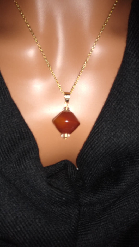 Carnelian necklace / Spinner / Attraction stone / Sacral chakra / real Carnelian / orange carnelian gemstone / gold silver chain /yoga gift
