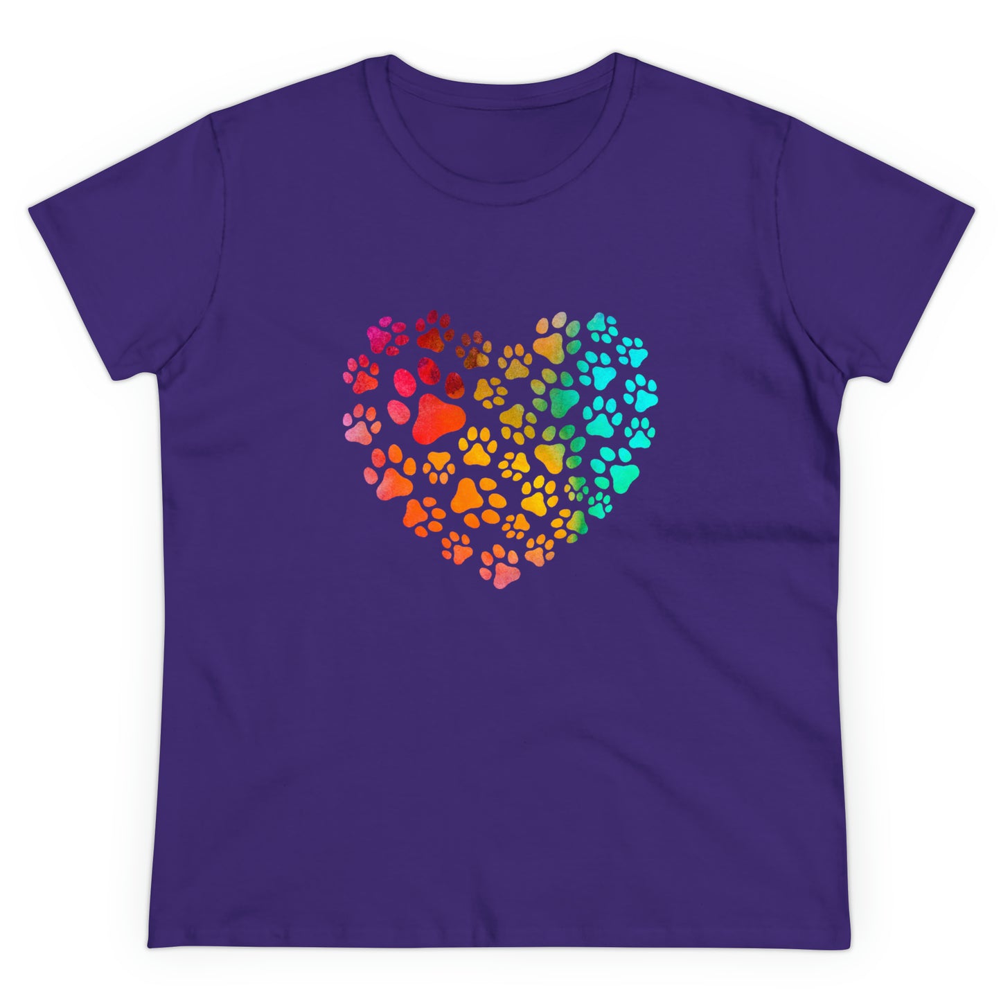 Art, Colorful, Love, Dog Paw- Adult, Semi-fitted, T-shirt