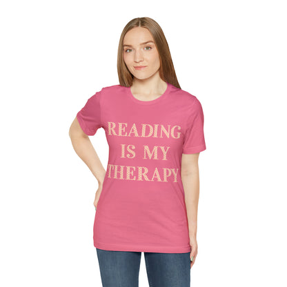 Reading Is My Therapy- Adult, Regular Fit, Soft Cotton, Full Size Image T-Shirt