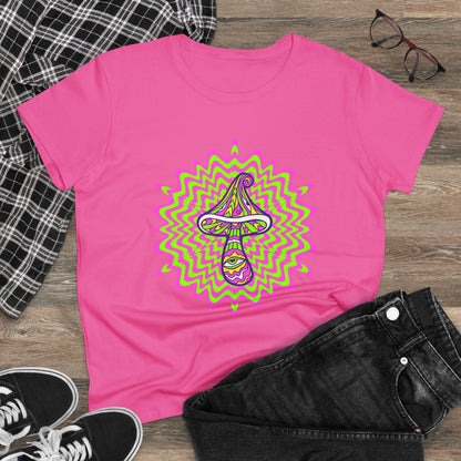 Colorful, Retro Mushrooms- Adult, Semi-fitted, Smaller Size Image, T-shirt