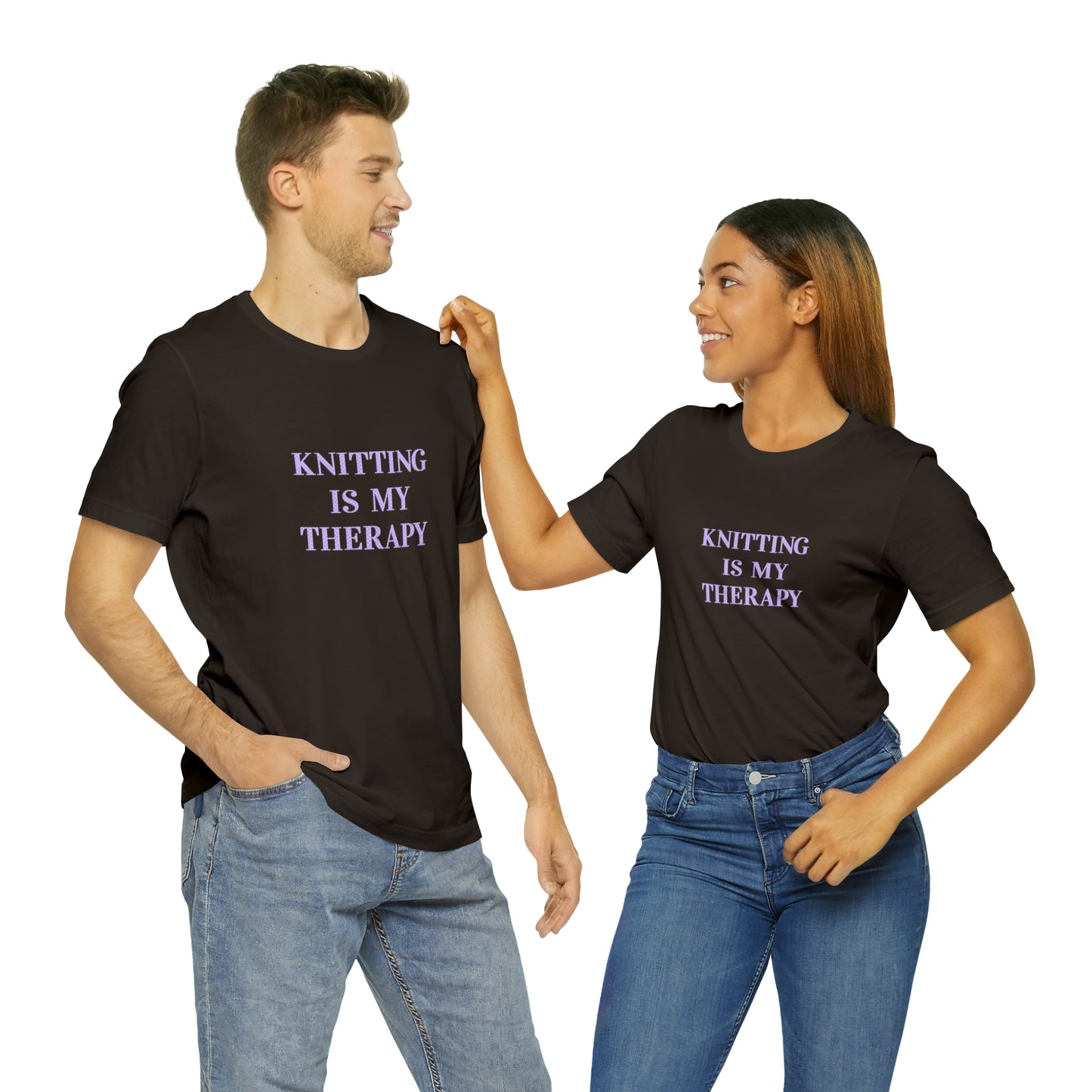 Knitting Is My Therapy- Adult, Regular Fit, Smaller Size Image, Soft Cotton T-shirt