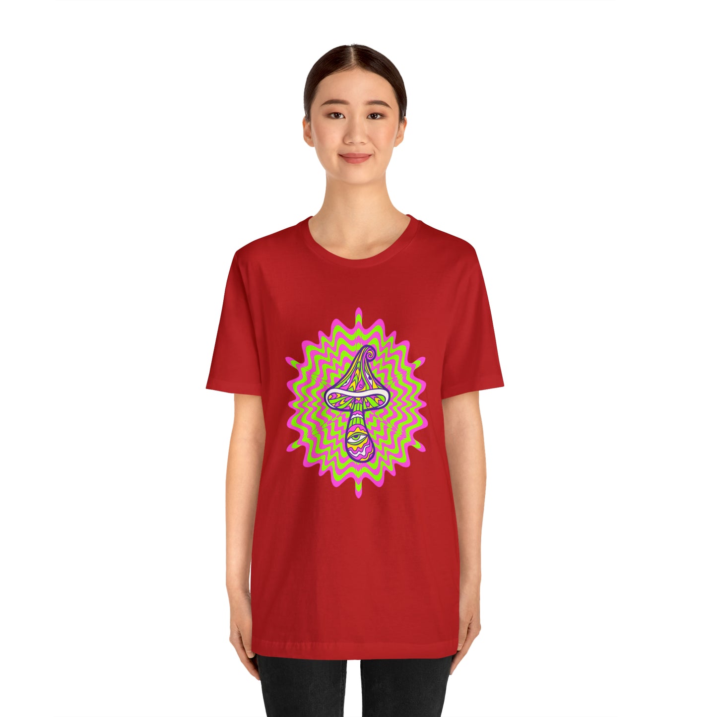 Colorful, Retro Mushrooms T-shirt- Adult, Regular Fit, Soft Cotton, T-shirt