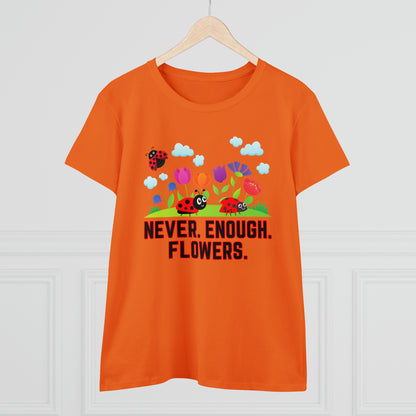 Nature, Plants, Never Enough Flowers Ladybug Bug- Adult, Semi-fitted, T-shirts