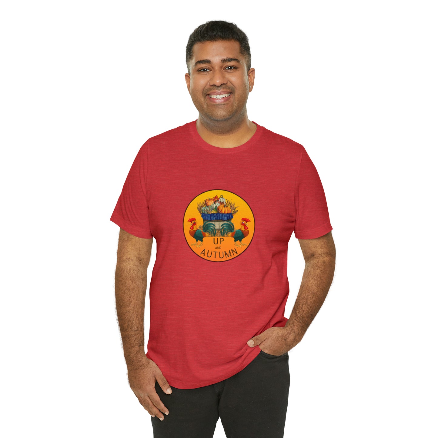 Puns, Up and Autumn, Nature, Seasons, Animals, Chicken, Rooster- Adult, Regular Fit, Soft Cotton, T-shirt